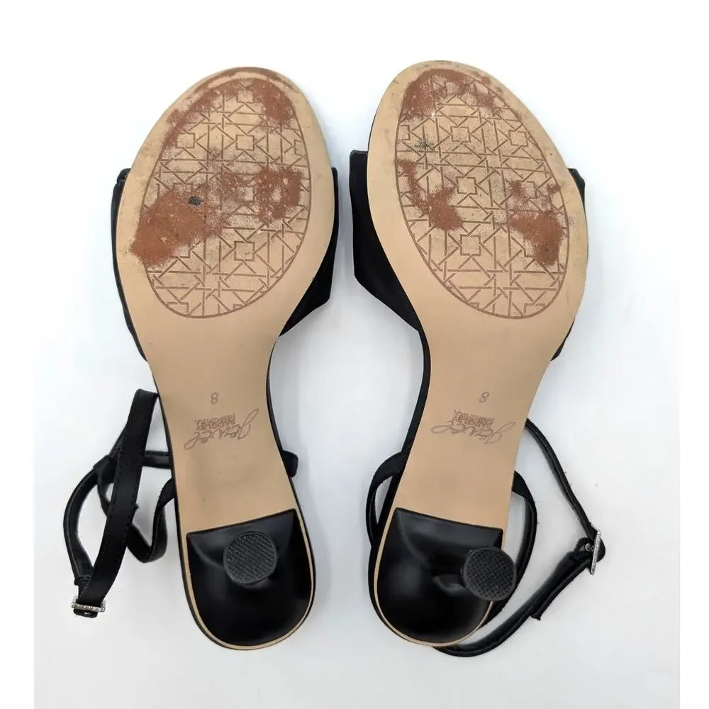 Jewel Badgley Mischka Kaia Ankle Strap Sandals Women's Black Size US8 EU38.5